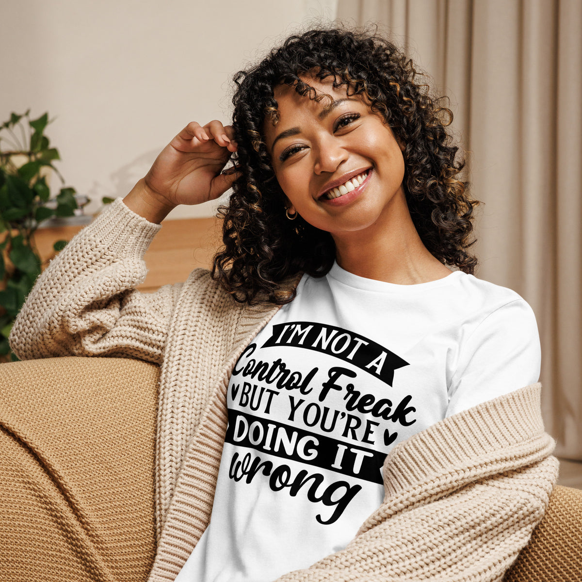 Assertive Style - Control Freak Quote Tee - White - T-shirts