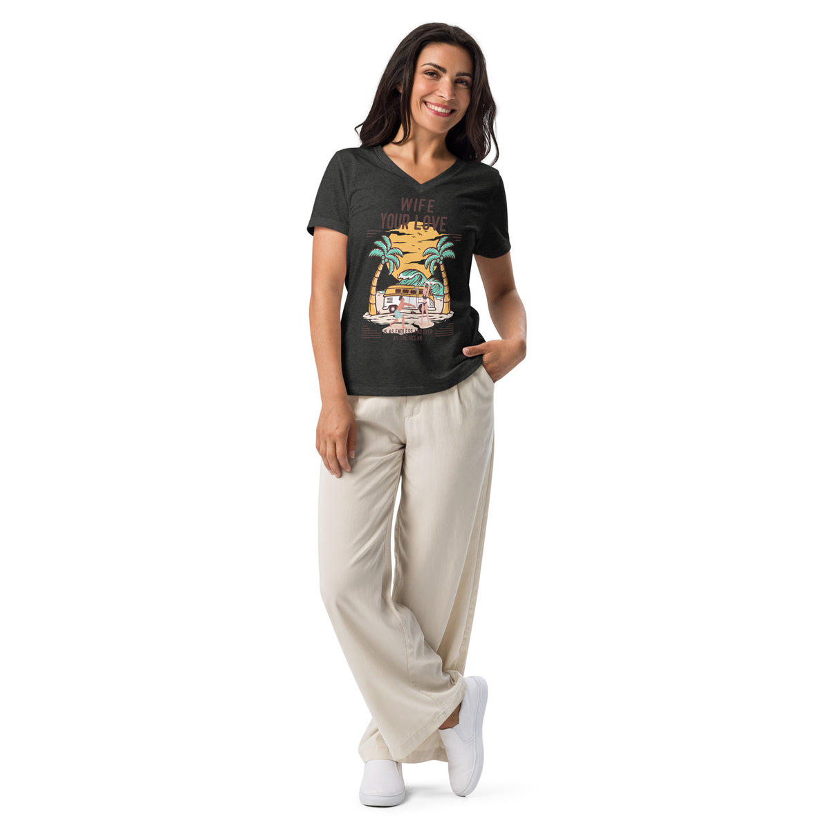 Endless Love V-Neck T-Shirt for Wife - Dark Grey Heather - T-Shirt