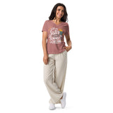 Women’s V-Neck T-Shirt Gift for Sister with Ocean Sunset Art - - T-shirt