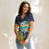 Endless Summer V-Neck T-Shirt for Wife - Heather Navy - T-shirt