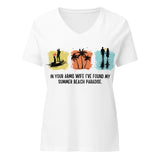 Romantic V-Neck Tee for Wife – Tropical Love Edition - Solid White Blend - T-Shirt