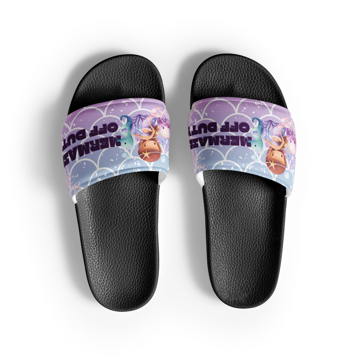Gift for Her – “Mermaid Off Duty” Women’s Slides - Black - Slides