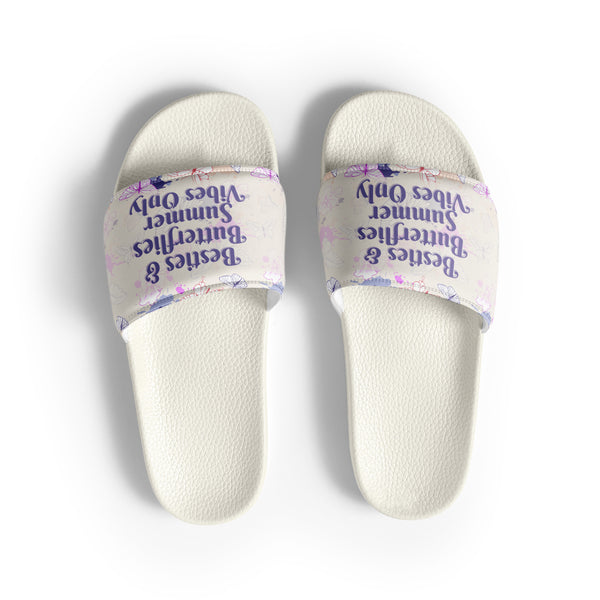 Gift for Her – “Besties & Butterflies” Women’s Slides - White - Slides