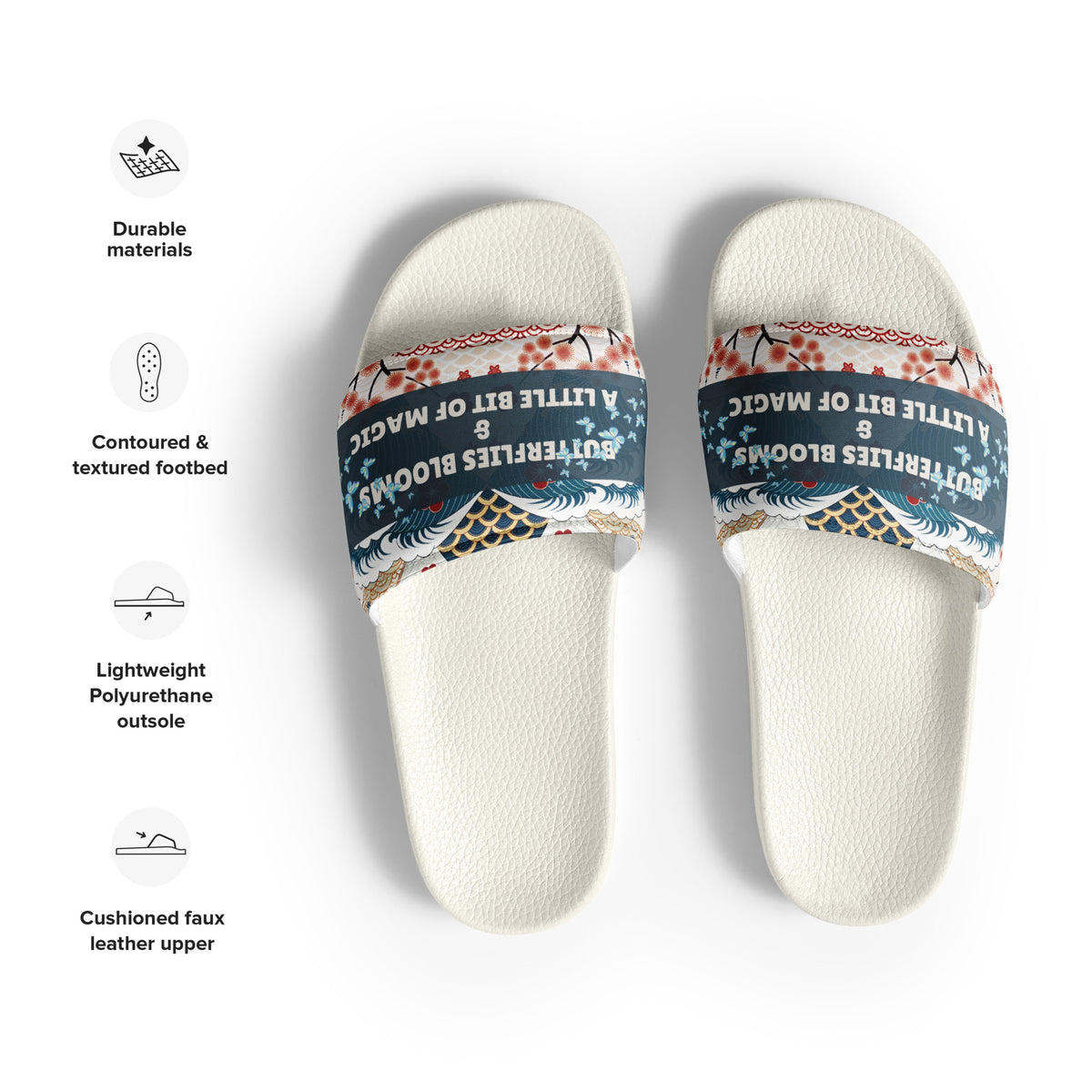 Gift for Her – “Butterflies & Blooms” Women’s Slides - - Slides