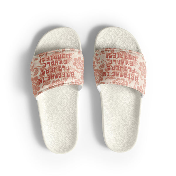 Mindful Gift for Her – “Floral Calm” Women’s Slides - White - Slides