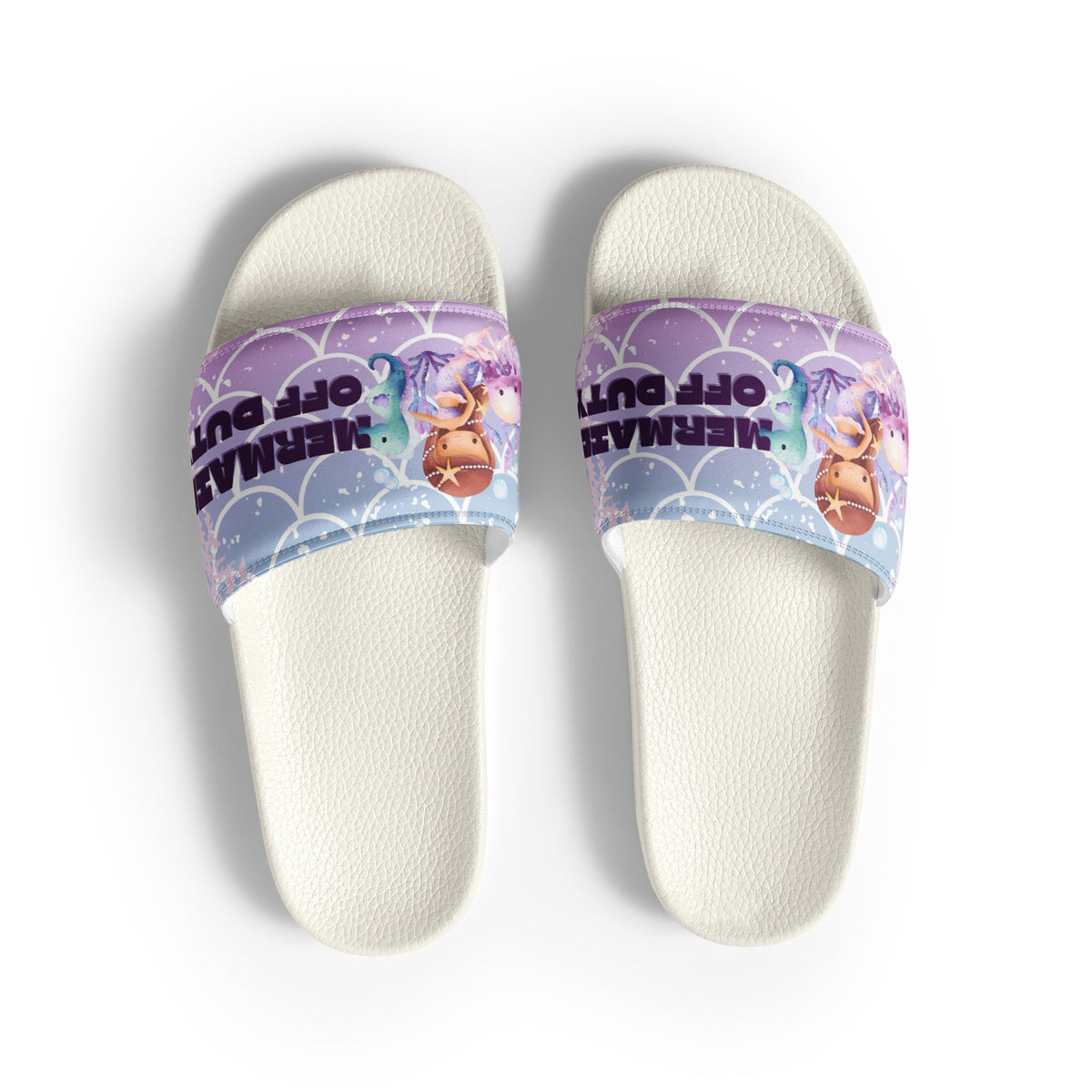 Gift for Her – “Mermaid Off Duty” Women’s Slides - White - Slides