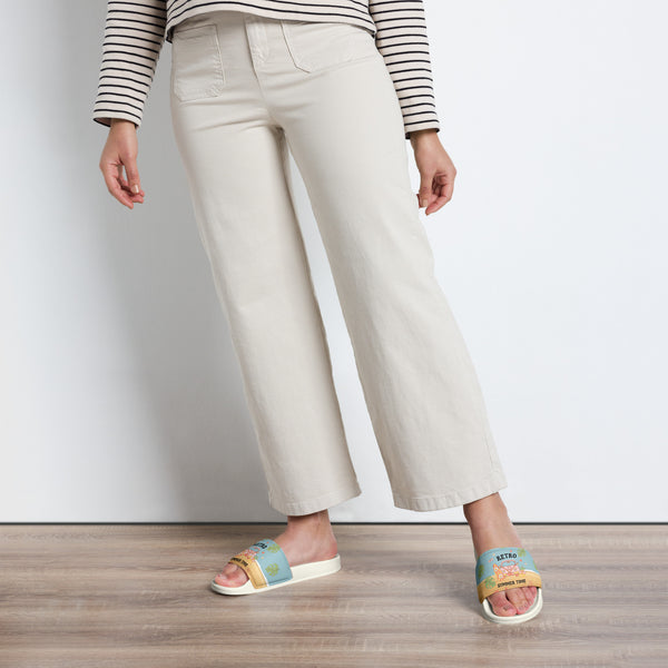 Retro Summer Women’s Slides – Gift for Best Friends - White - Slides