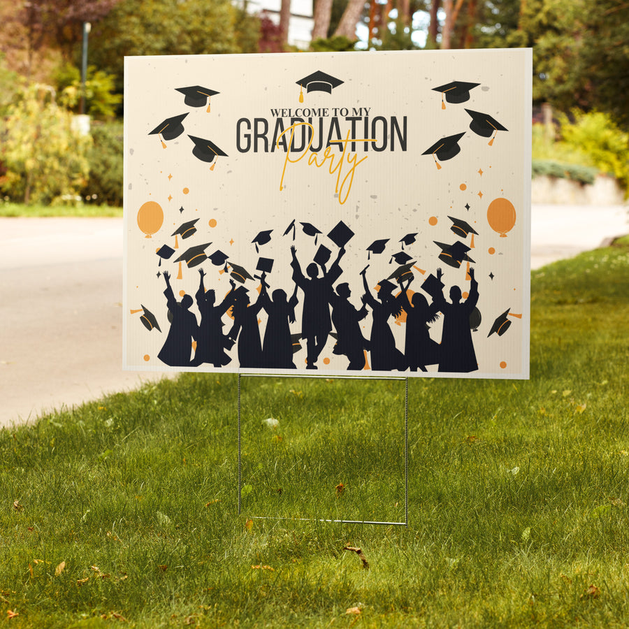 Graduate in Style - Party Begins Here - Double-sided - Yard Sign