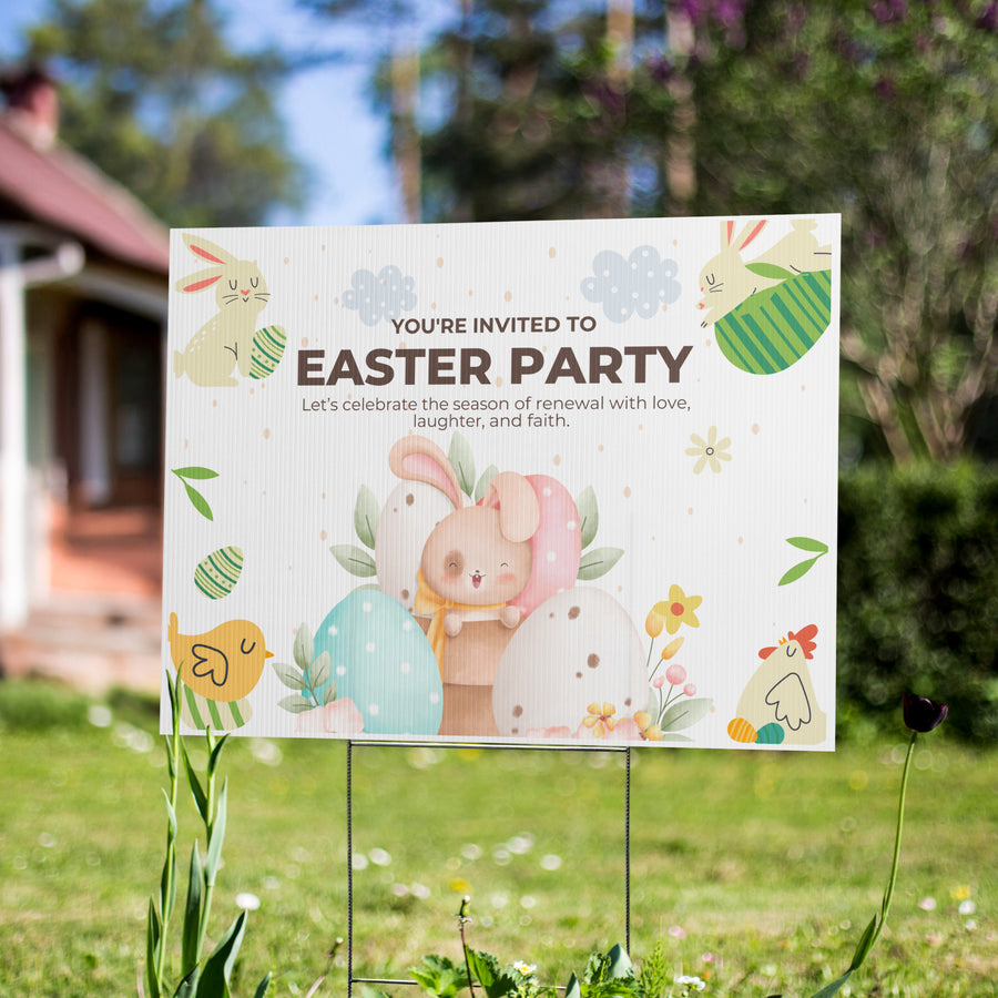 Hoppy Easter - Joyful Party Welcome - Double-sided - Yard Sign