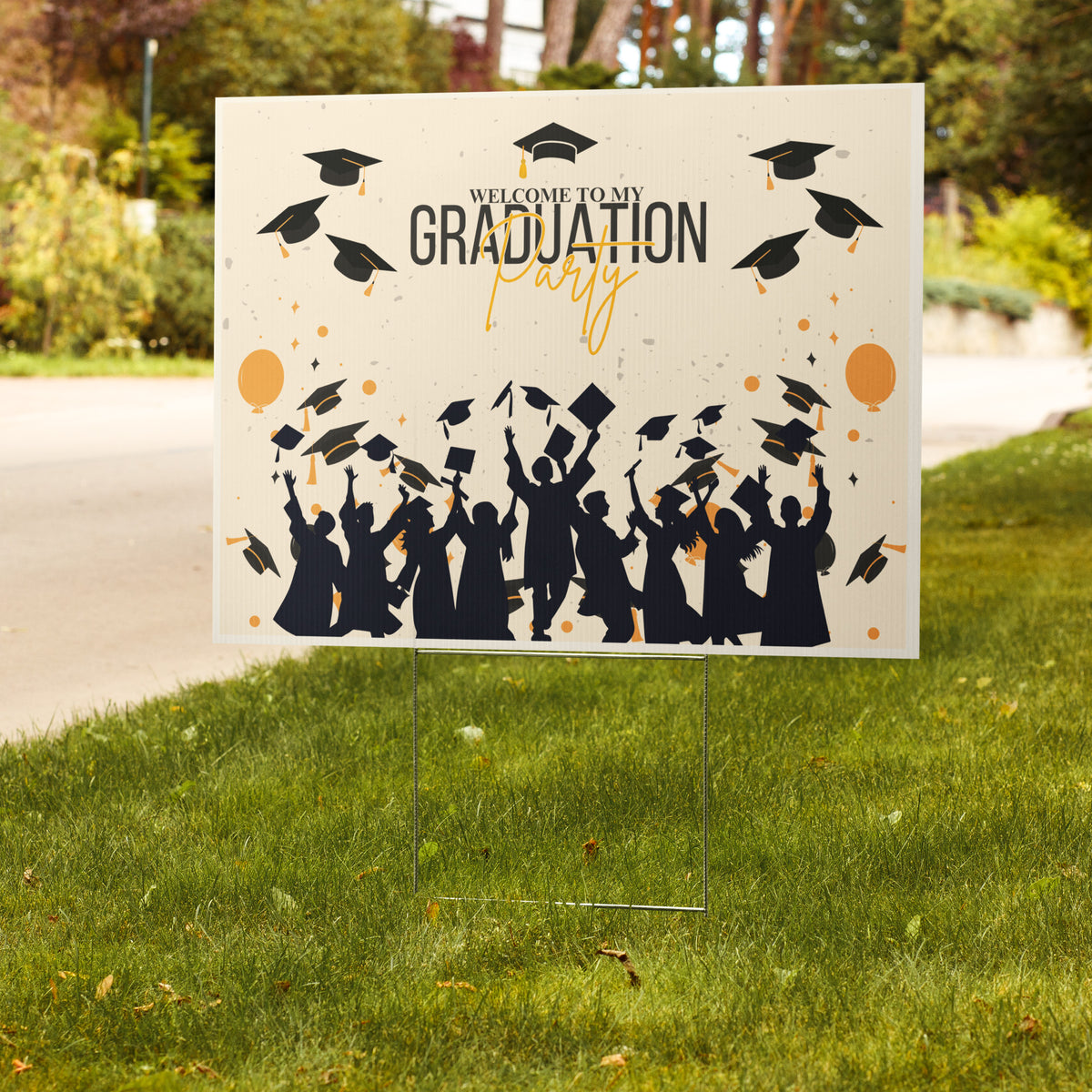 Graduate in Style - Party Begins Here - One-sided - Yard Sign