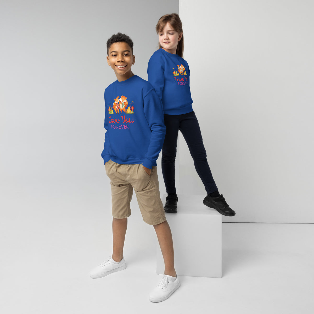 Love You Forever Youth Crewneck Sweatshirt - Royal - Kid's Sweatshirts