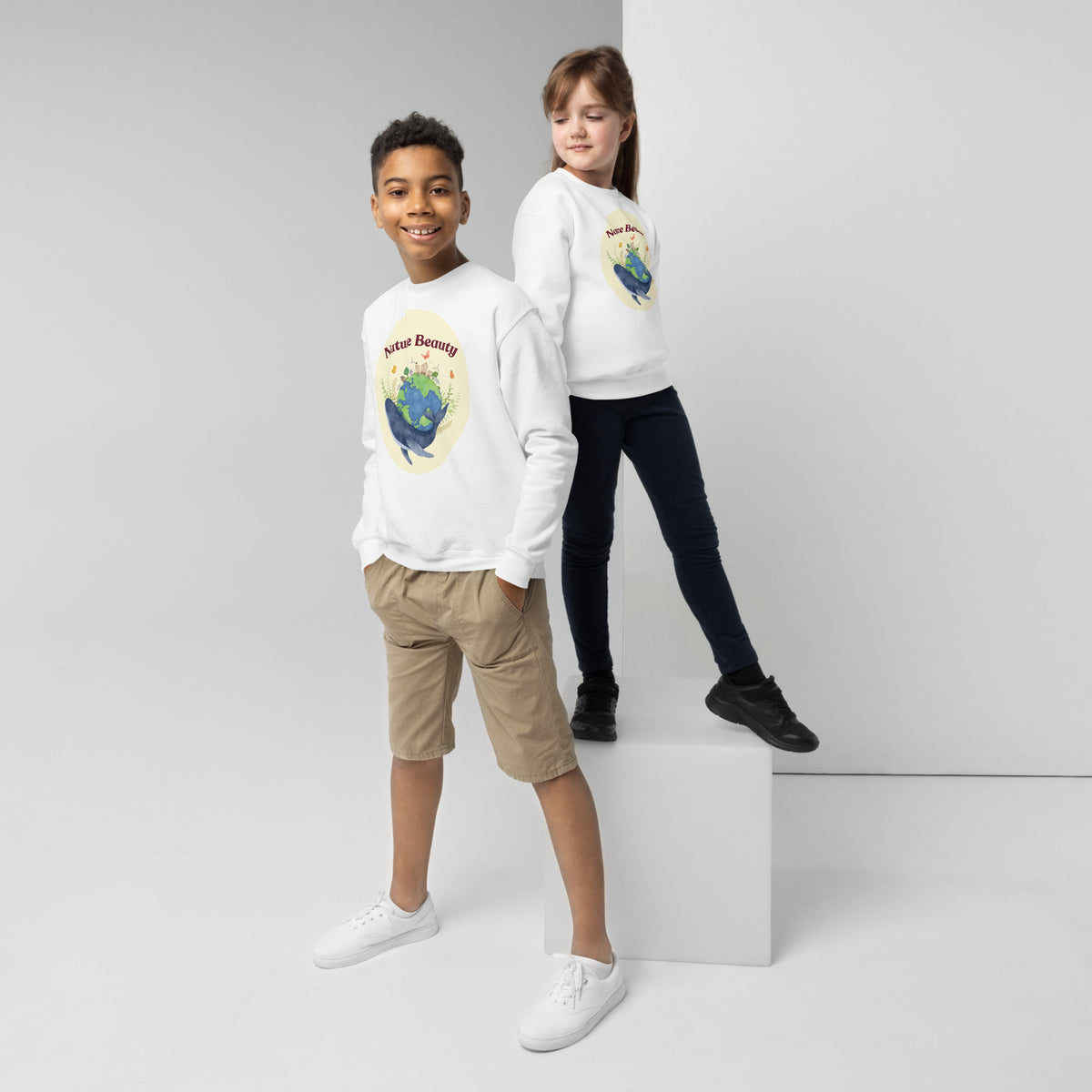 Nature Beauty Youth Crewneck Sweatshirt - White - Sweatshirts