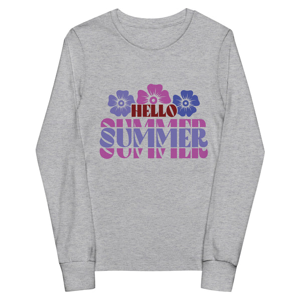 Hello Summer Youth Long Sleeve Tee - Athletic Heather -