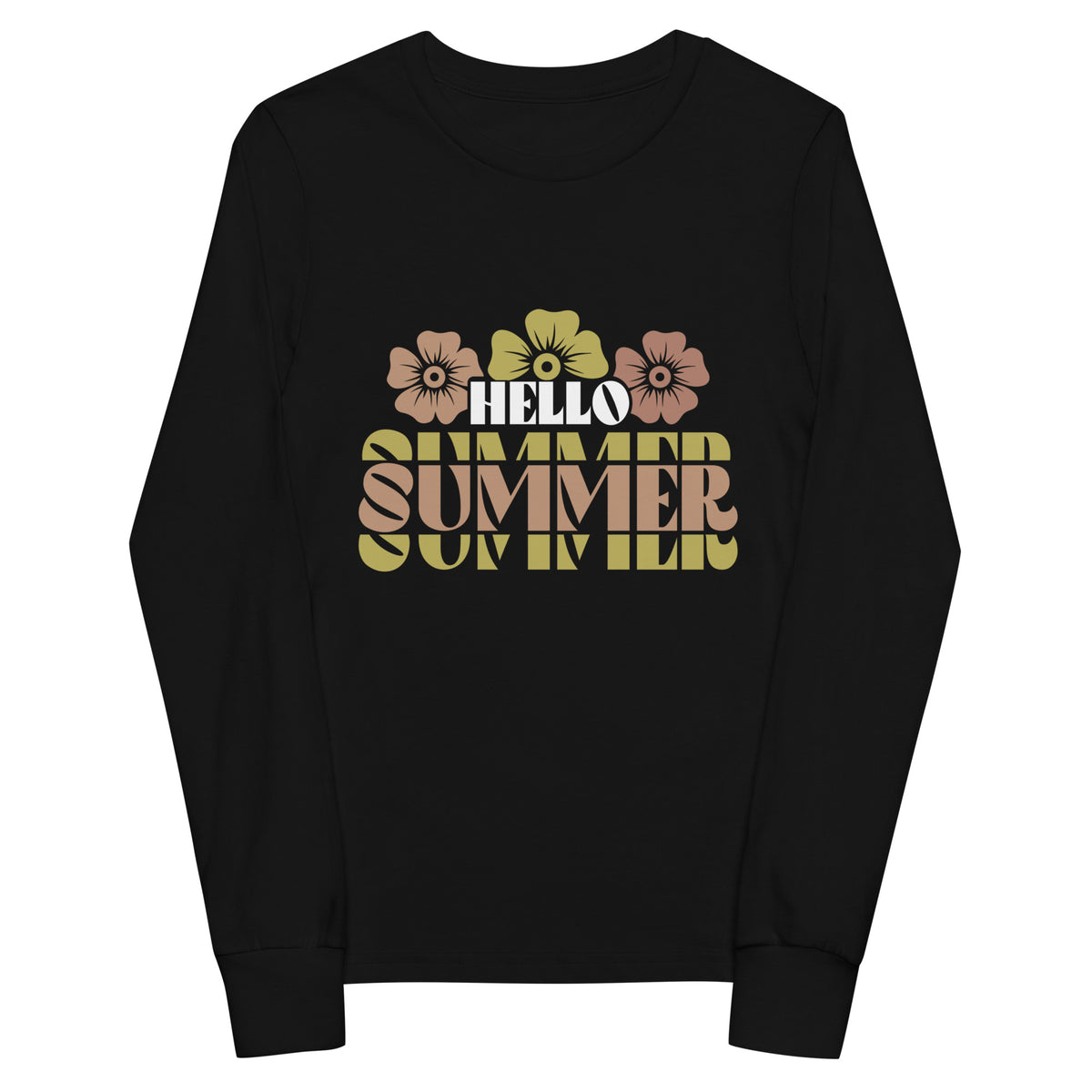 Hello Summer Youth Long Sleeve Tee - Black -