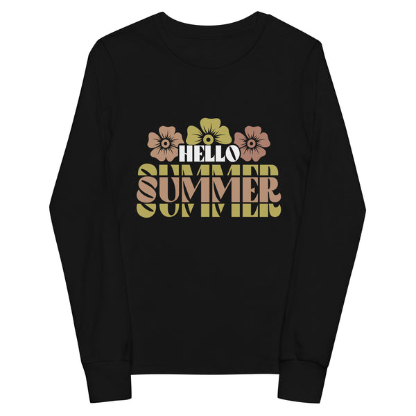 Hello Summer Youth Long Sleeve Tee - Black -