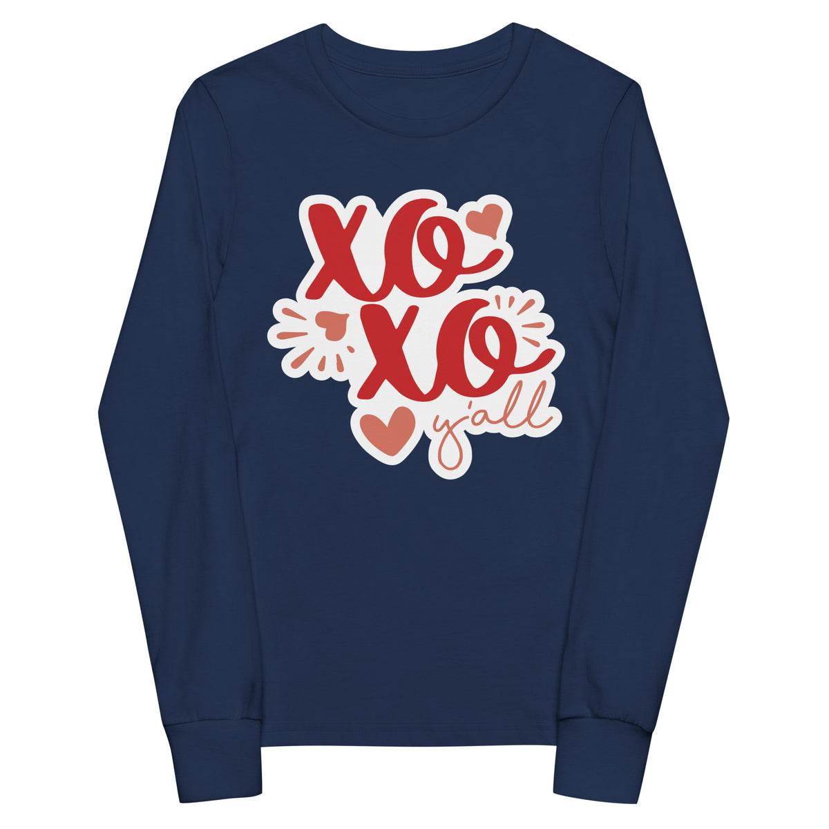 XO XO Y’all Youth Long Sleeve Tee - Navy -