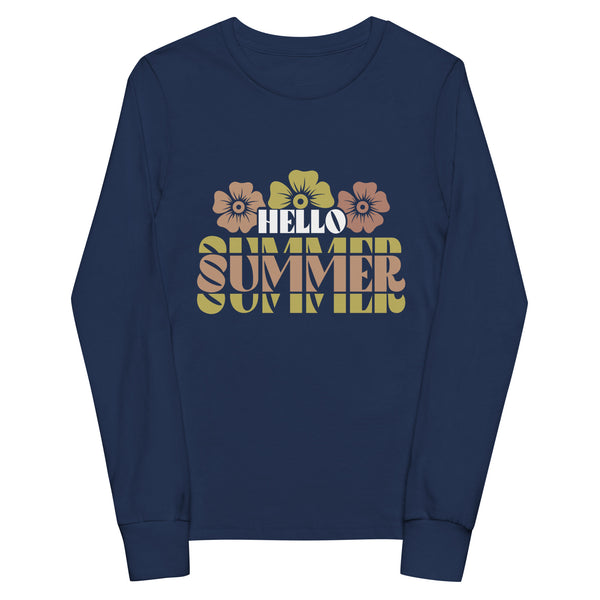 Hello Summer Youth Long Sleeve Tee - Navy -