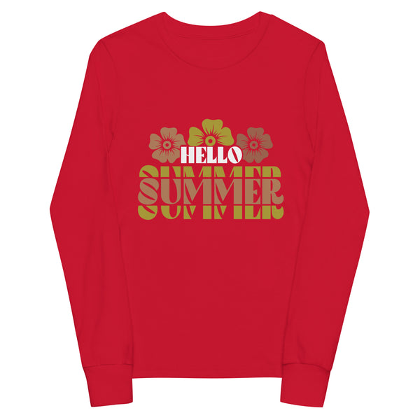 Hello Summer Youth Long Sleeve Tee - Red -