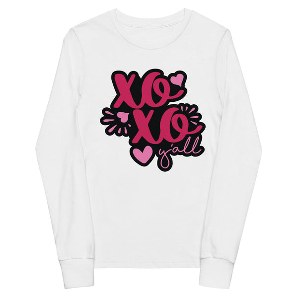 XO XO Y’all Youth Long Sleeve Tee - White -