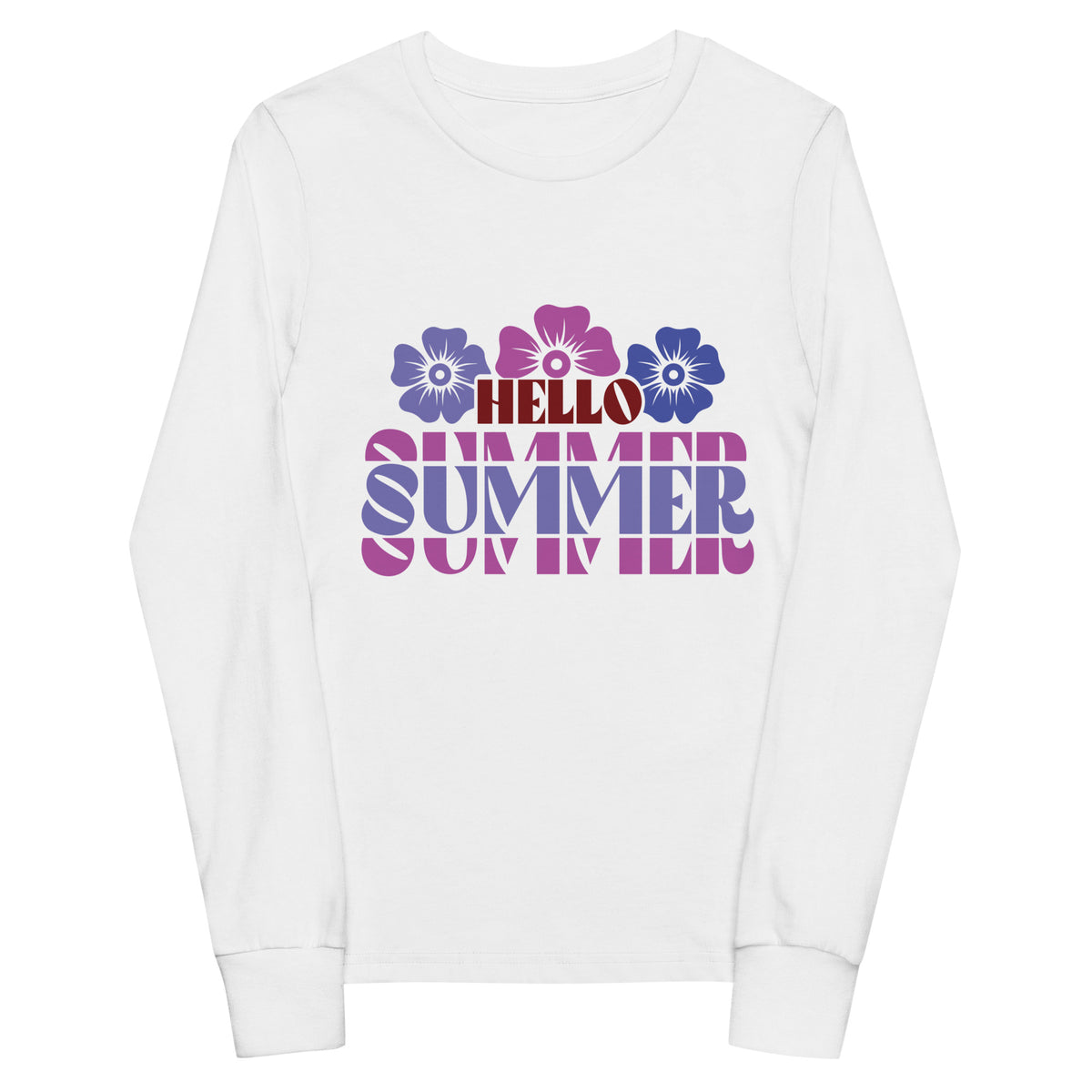 Hello Summer Youth Long Sleeve Tee - White -