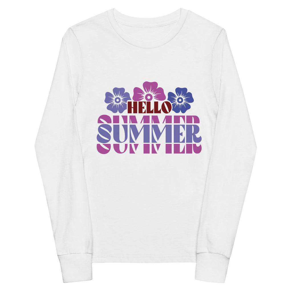 Hello Summer Youth Long Sleeve Tee - White -